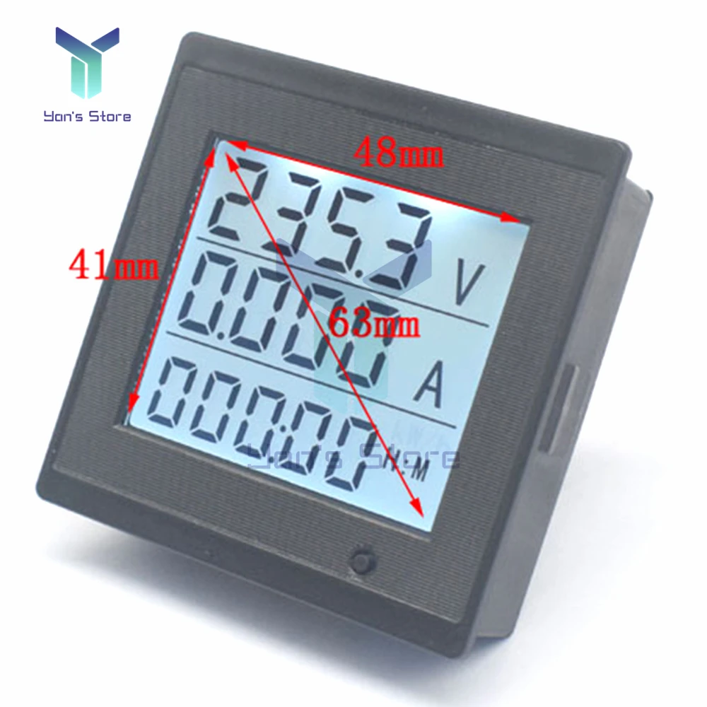 AC 80-300V 20A Digital Voltmeter Ammeter Power Energy Meter LED AC Wattmeter Electric Voltage Current Meter with Alarm Function