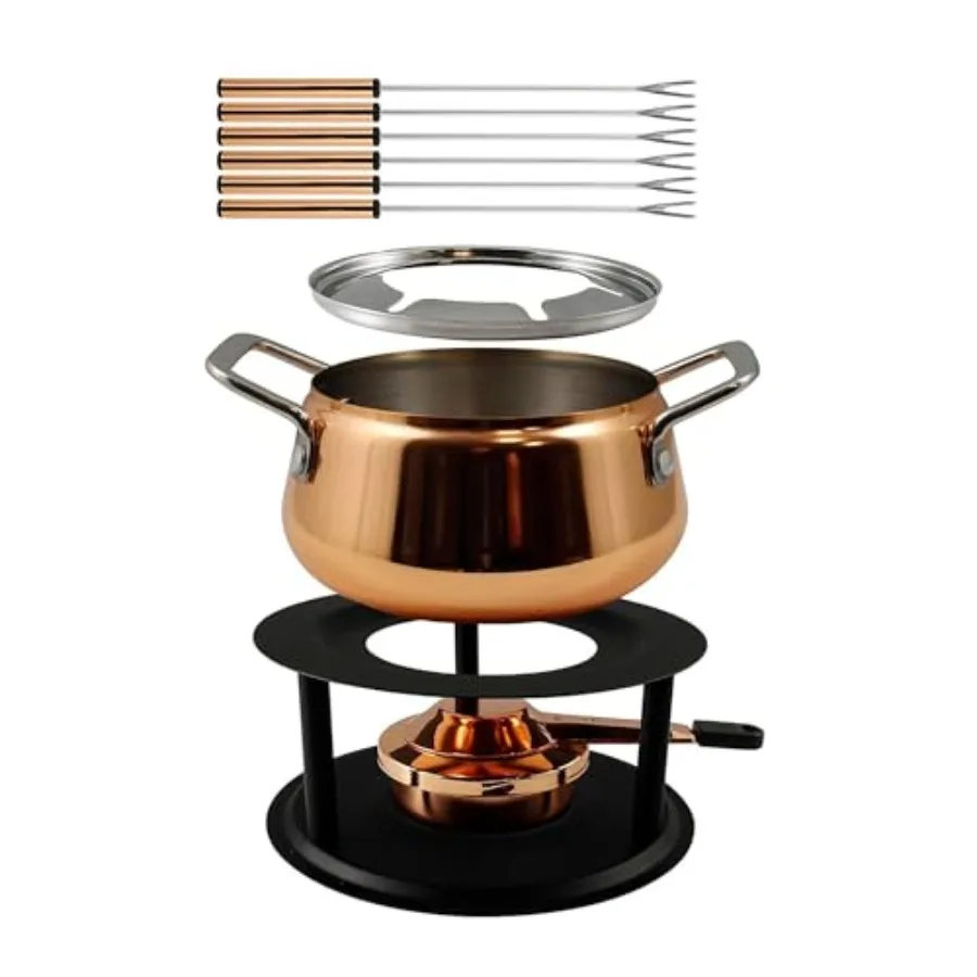 Edelstahl-Fondue-Set - Ideal für Öl- und Brühe-Fondue - Perfekt für Küchenkollektion und Hochzeitsgeschenke - 1,25 L