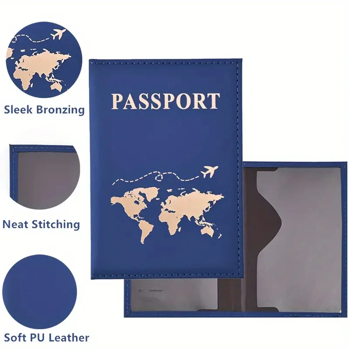 Travel Gold Passport Holder Cover Case for Women Men PU Leather Ticket Map Passport Covers Passport Protective Accessories