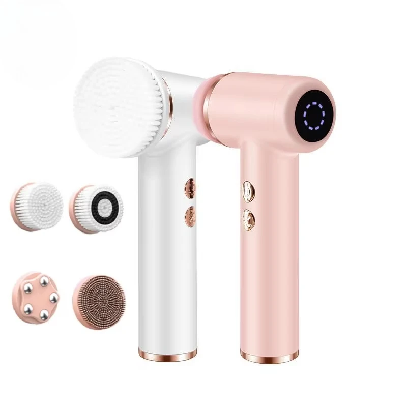 

Customized 4 in 1 Facial Cleansing Brush Electric Face Wash Brush Waterproof Face Scrubber for Exfoliating Blackhead Massaging