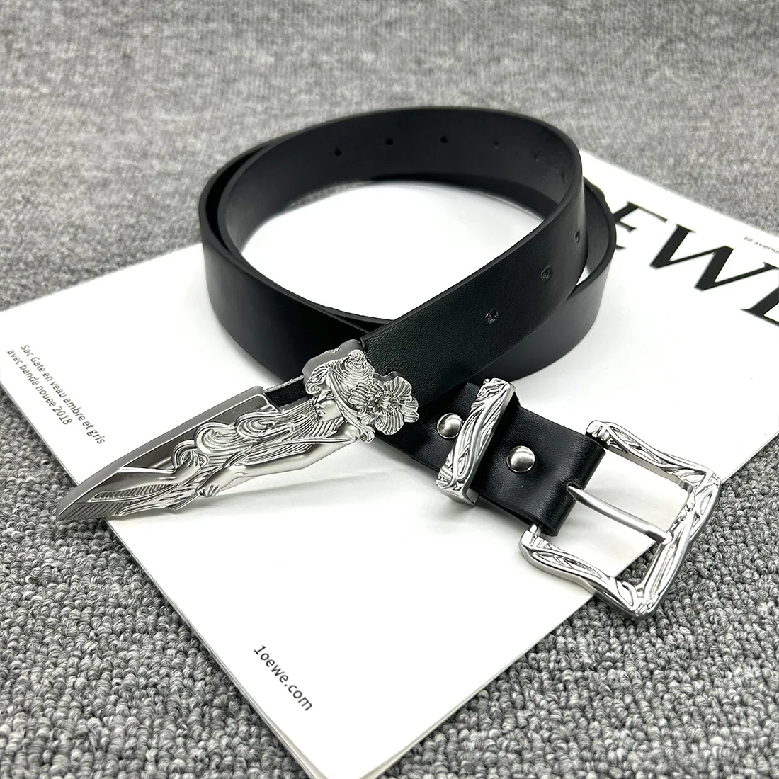 Модный готический панк хип-хоп рок-стиль джинсы Y2K ремень из искусственной кожи женский ремень в стиле ретро с резной иглой и пряжкой для мужчин