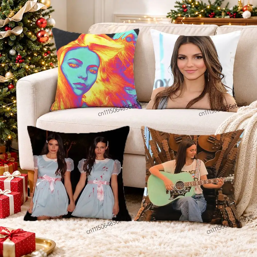 FOR Victoria Justice 45x45cm Square Cushion Cover Cartoon Print Decorative Throw Pillow Case for Couch Bed Car Home Decor
