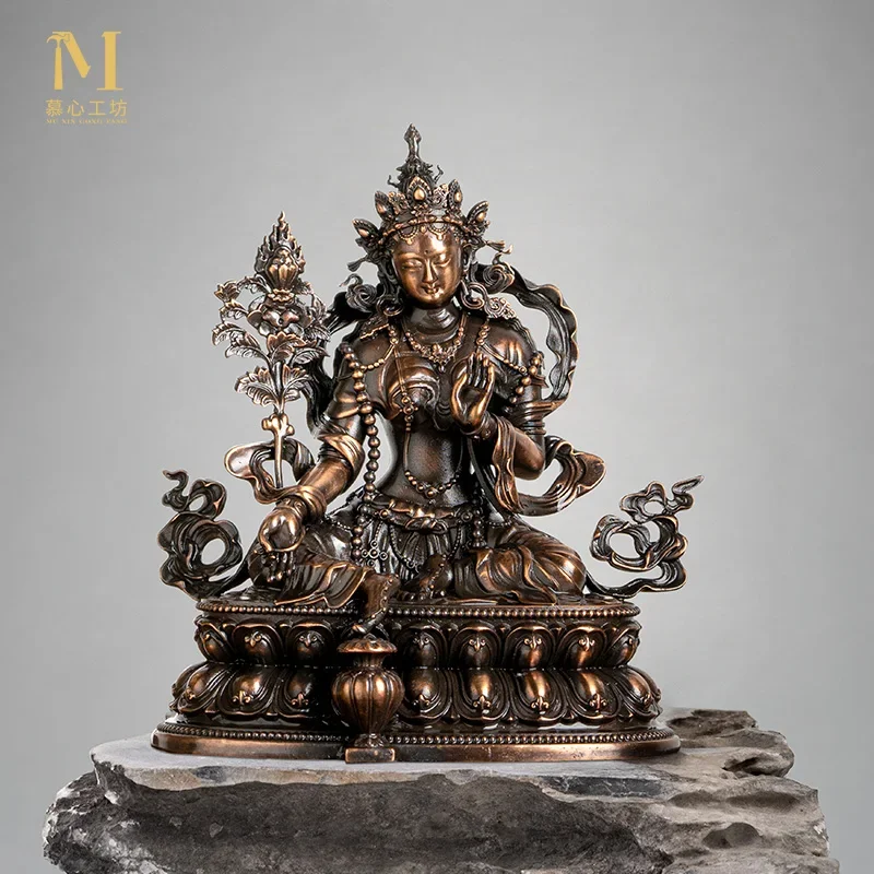 Wealth Tianmu Buddha Statue Tantra Pure Bronze Goddess of Wealth Tibetan Home Worship Ornament Basudara image 2