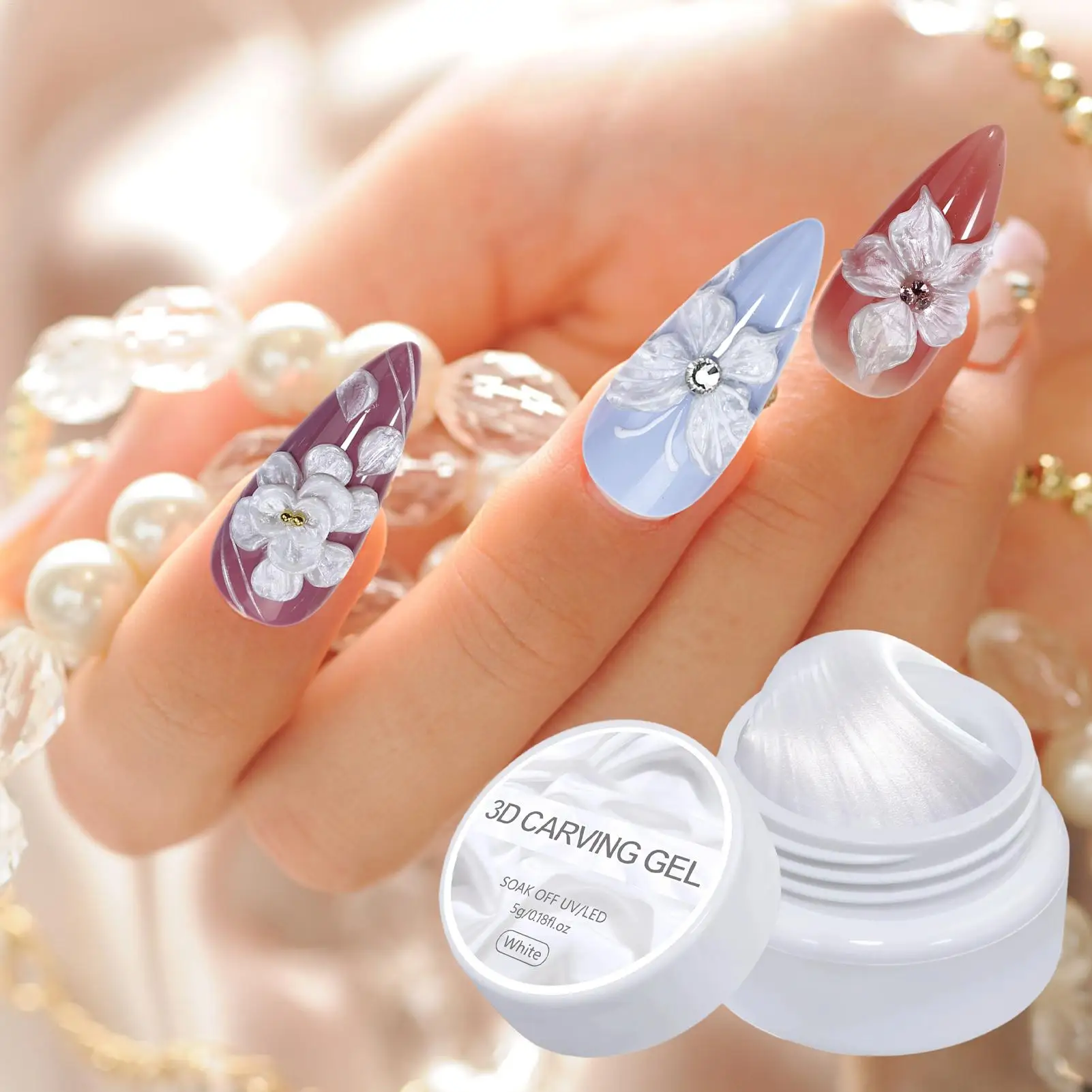 Gel de moulage des ongles, Gel de sculpture 3D perle 5g, Gel de construction solide, sculpture d'extension, soins de beauté, Art de manucure doux pour Salon quotidien