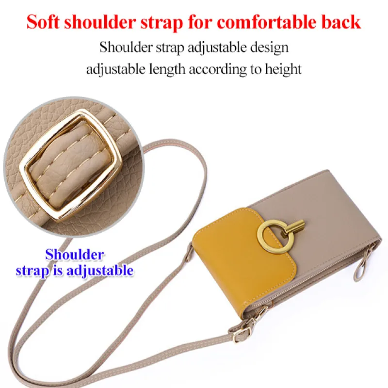 กระเป๋าสะพายหนัง PU สำหรับผู้หญิงกระเป๋าหิ้วมีฝาปิดขนาดเล็กคุณภาพสูงกระเป๋าโทรศัพท์เซลล์แนวตั้งสำหรับผู้หญิง