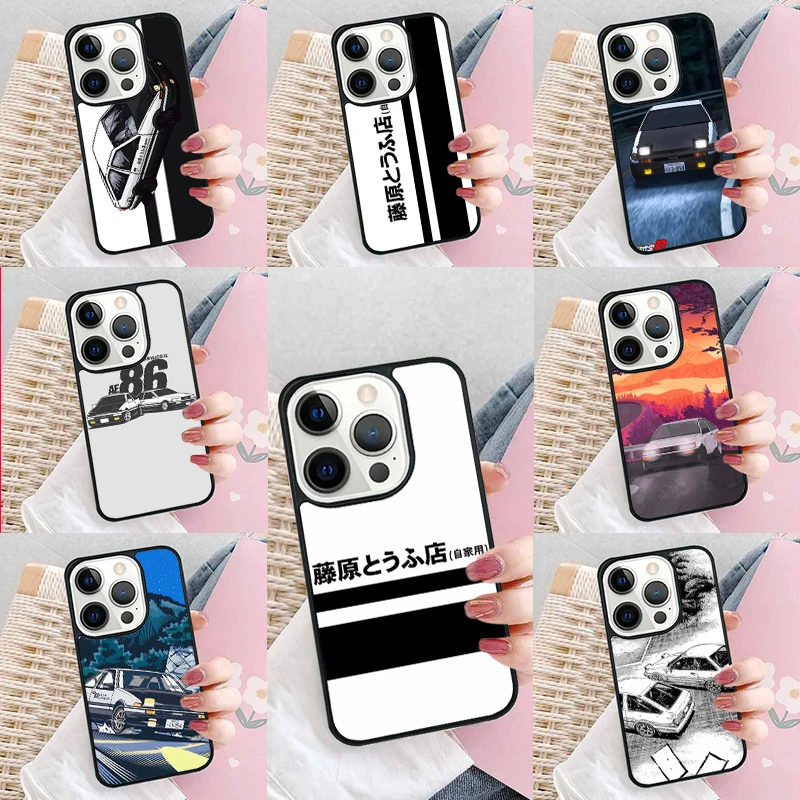 INITIAL D Super Car AE86 Soft Phone Case Cover for iPhone 16 Promax 15 Pro 13 14 Plus 11 12 Mini XR XS MAX Coque