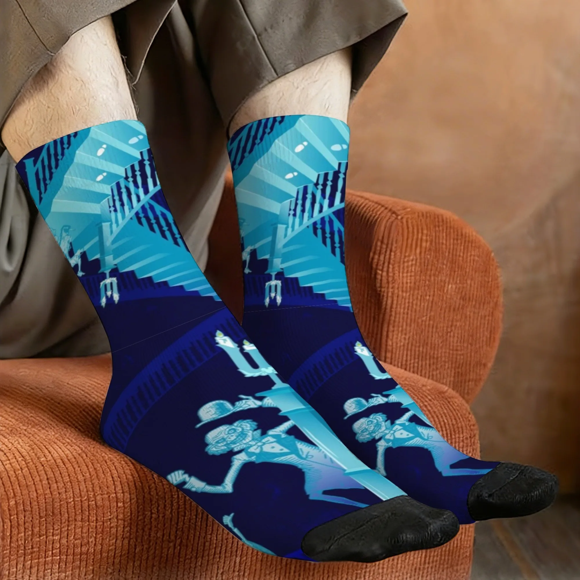 

Novel haunted house staircase patterned men's socks, comfortable, breathable, non-slip, casual socks, perfect for a crazy party!