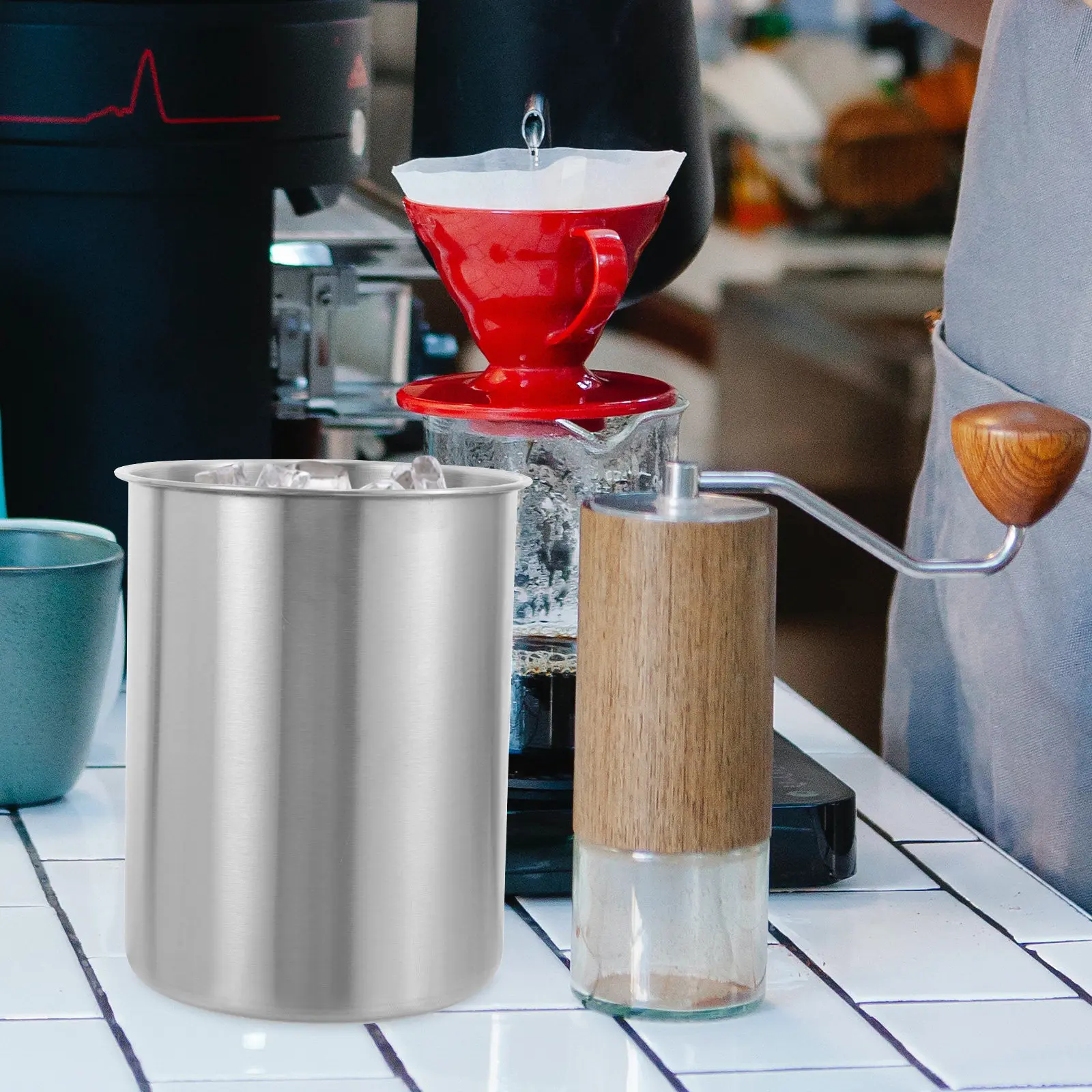 Edelstahl-Eisbehälter mit Verstärktem Design und Großer Öffnung für Wein- und Bierkühlung, Bar-Zubehör, Partybedarf, Metall-Eisbehälter