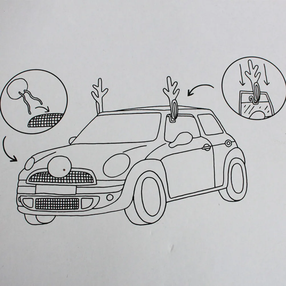 

Durable Car Antlers with Ears and Nose Christmas Decoration Kit Easy to Install No Tools Needed Car Decorations