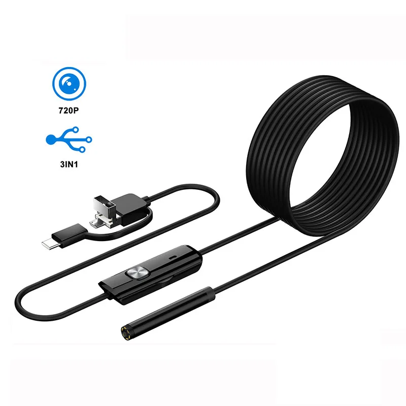 Android Endoscope Camera 8MM 3.9MM 3in1 Micro USB TYPE-C HD720P Car Inspection Borescope Waterproof LEDs forAndroid Phones PC