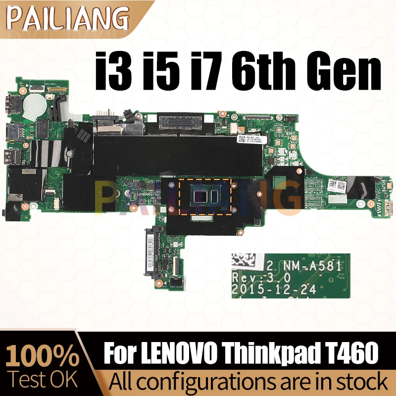 For LENOVO Thinkpad T460 Notebook Mainboard NM-A581 With/i3 i5 i7 6th CPU 01AW320 01AW336 01AW344 Laptop Motherboard Tested