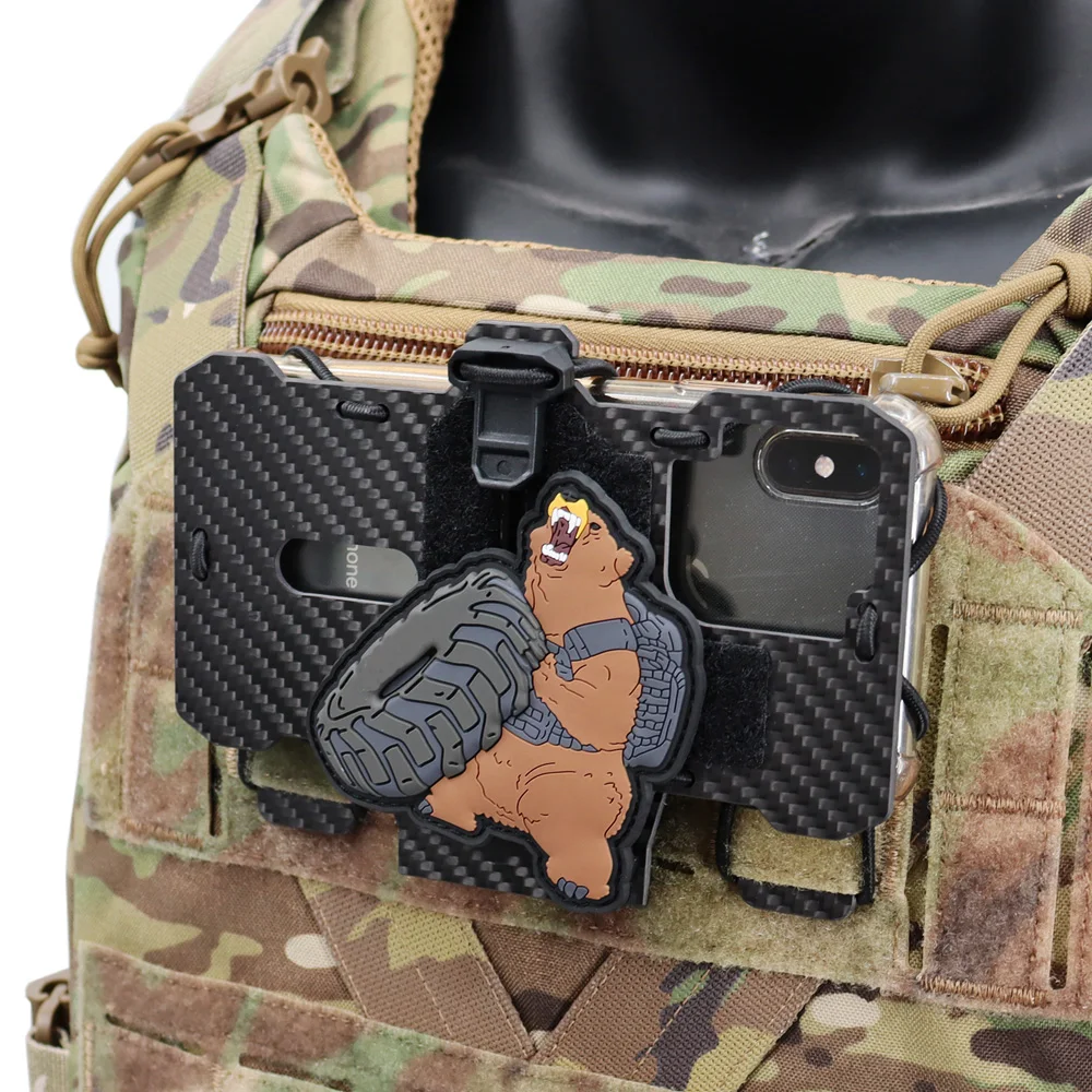New Carbon Fiber Tactical MOLLE Folding Navigation Board Hunting Airsoft Vest Mobile Phone Holder Mount For Screen Size 4.7\'-6.7
