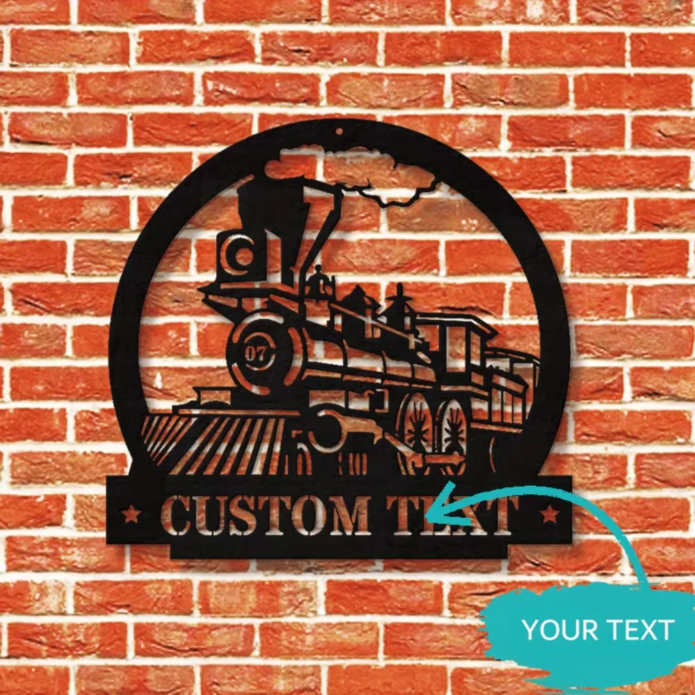 

High - End Handmade Metal Train Wall Art. Unique, Sturdy, with Personalized Plate. Ideal for Farmhouse Decor. Easy Install.