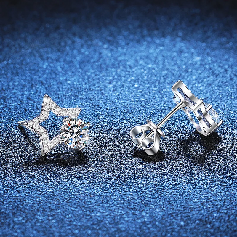 Apaison D Color 0.5 ct Moissanite Stud Earrings For Women Fine Jewelry 100% 925 Sterling Silver Ear Studs Ladies Gift Wholesale