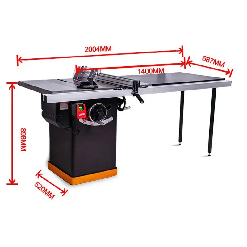 Open-Frame Table Saw, Portable 10-Inch Push Saw for Home Woodworking, Precision Cutting Machine, Enclosed Electric S(Customized)