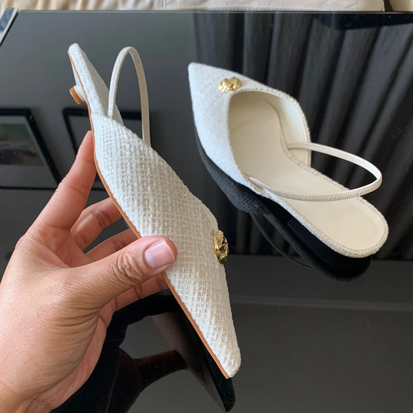 2025 New Brand Women Sandal Fashion Pointed Toe Shallow Slip On Ladies Elegant Slingback Shoes Thin Low Heel Pumps view 4