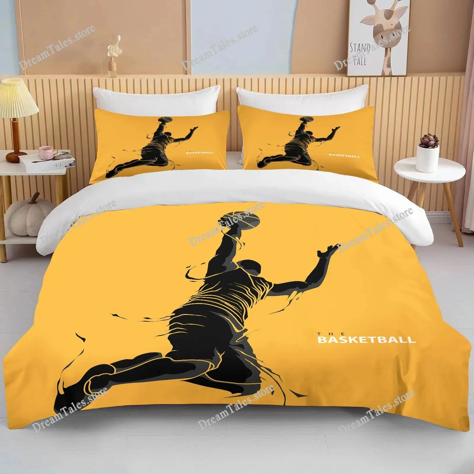 

Cute Basketball Cartoon Double Bed Duvet Cover Bed European Bedding Sets Home Textiles Luxury Pillow Cases Bedroom Bedding Sets7