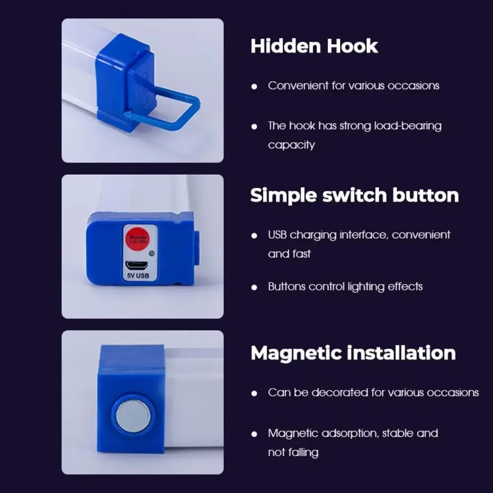 الملونة أنبوب ضوء RGB ضوء 17 سنتيمتر/32 سنتيمتر USB ضوء الليل ضوء الأرجواني الأزرق ضوء عصا غرفة LampHandheld معلقة ملء ضوء الصورة