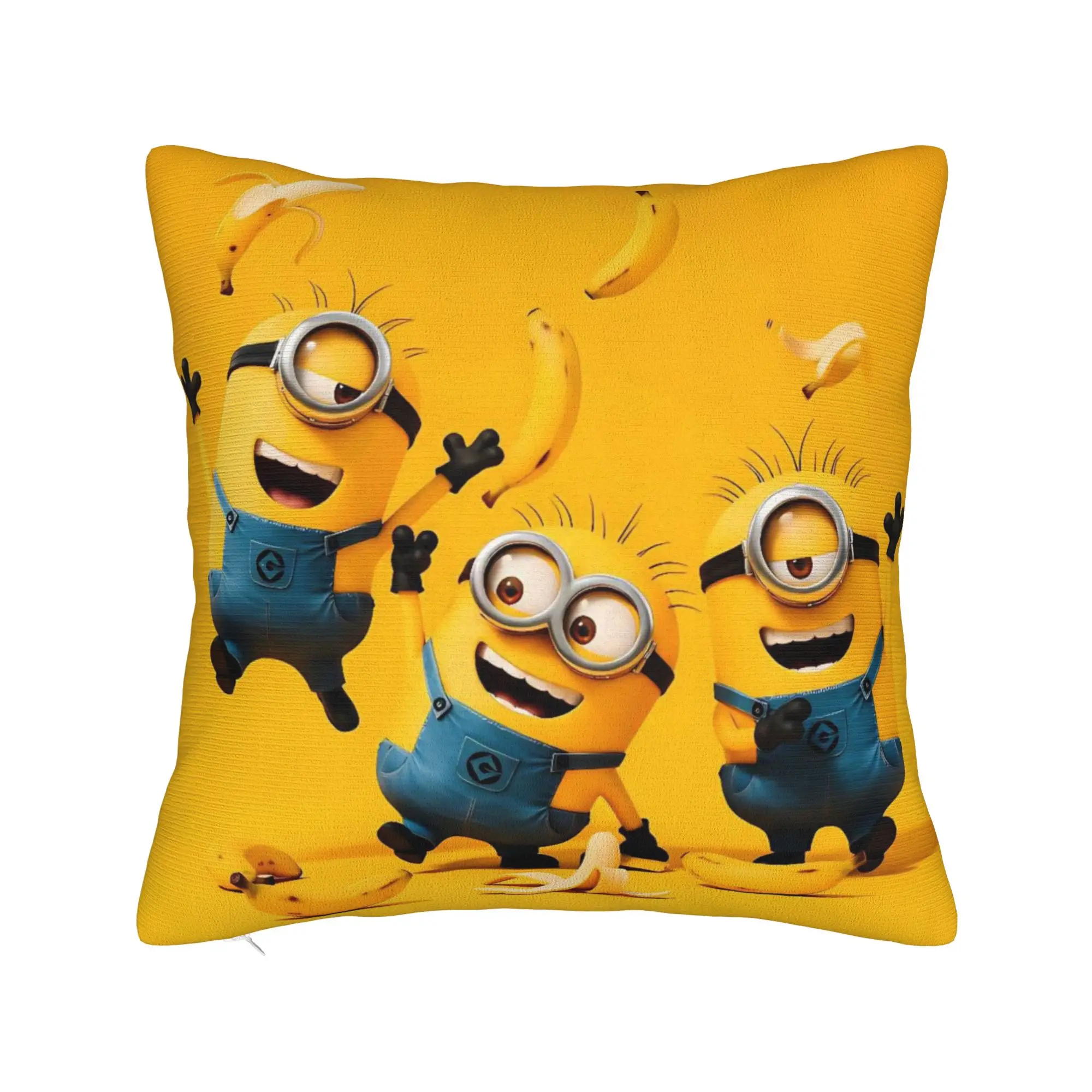 M-Minions-s Banana Funny Cartoon Pillowcase Printed Polyester Cushion Cover Decoration Throw Pillow Case Cover Home Zipper 40X40