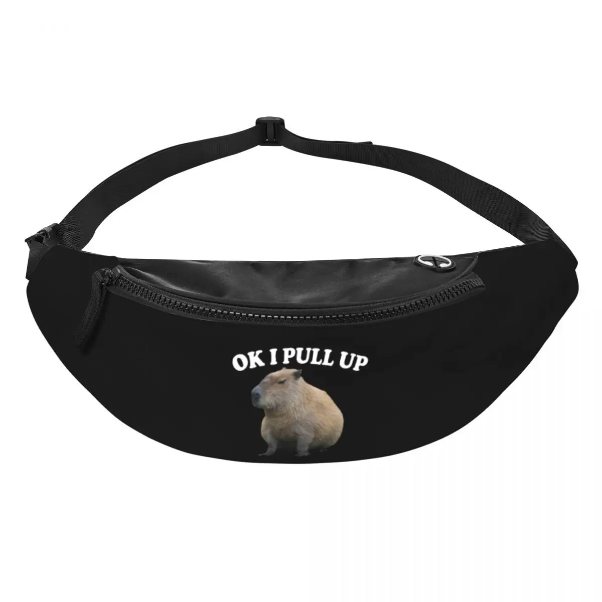 Custom Cool Ok I Pull Up Capybara Fanny Pack Women Men Crossbody Waist Bag for Hiking Phone Money Pouch
