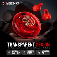 Zombiescat B3 OWS Earclip Bluetooth Earphones Transparent Design Bluetooth Wireless Headphone HiFi Stereo TWS Wireless Earbuds