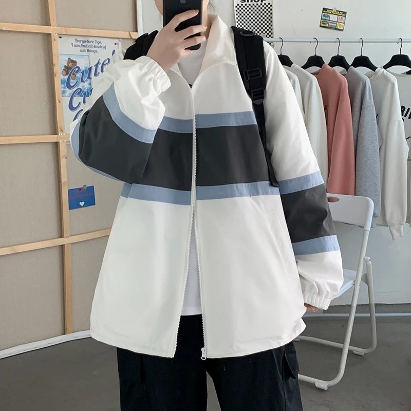 

Мужская демисезонная куртка-бомбер Haome: новая трендовая модель 2024 года, тонкая, с вставками, для повседневной носки, весна-осень