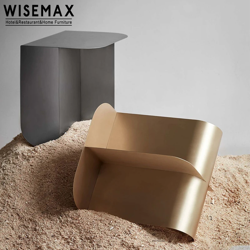 WISEMAX furnitur Modern ruang tamu Sofa furnitur mewah meja kopi atas logam dengan dasar penyimpanan meja samping baja tahan karat