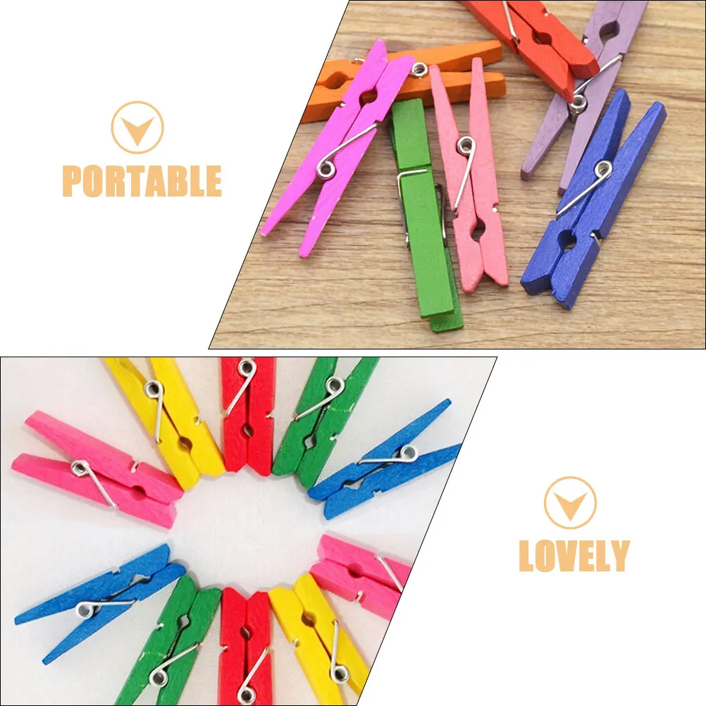 

300pc Mini Wooden Clothespin Colorful Photo Clips 2 5cm Reusable Pegs Ideal for Hanging Photos Cards Home