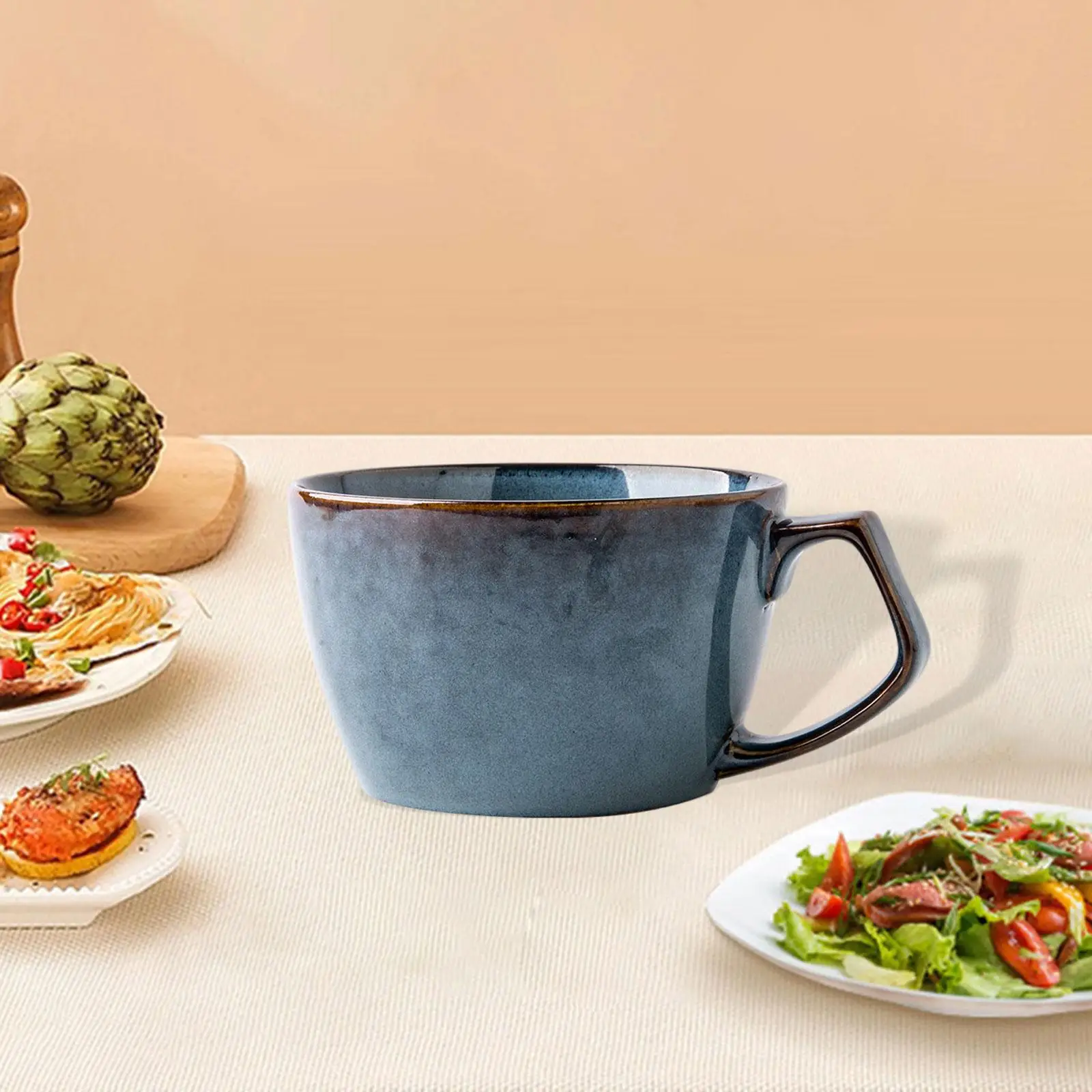 Taza de café de cerámica con agarre cómodo, taza de desayuno única, taza de desayuno de cereales para boda, Bar, cocina, fiestas, regalo de inauguración de la casa