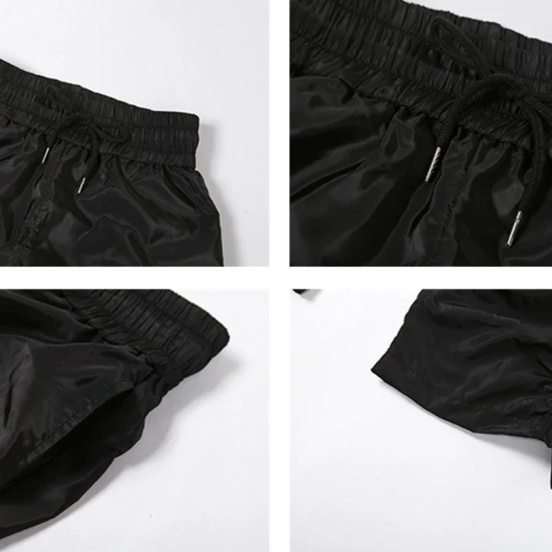 سراويل عالية الخصر للنساء باللون الأسود للركض تصميم غير رسمي على الطراز الأوروبي عتيق بنطلونات هيب هوب رائعة للفتيات