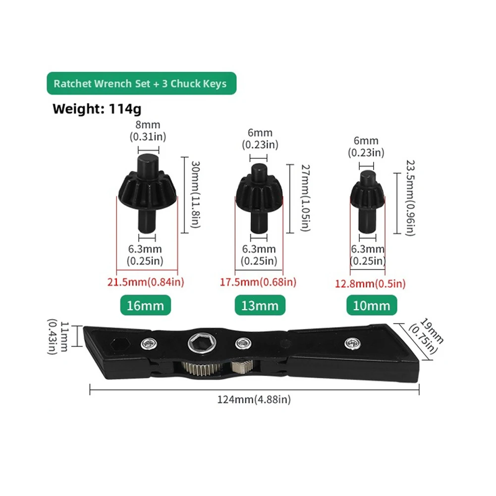 For Narrow Spaces Drill Repair Kit Reversible Ratchet Multifunctional Ratchet Wrench Set Tools Black Dual-direction Mechanism