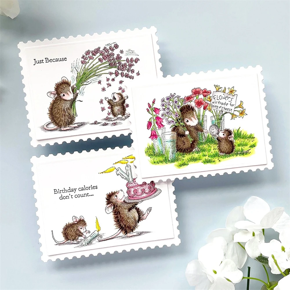 House Mouse Clear Stamps Birthday Wishes, Stay Cool Rubber Stamps For DIY Scrapbooking Album Card Making Decoration Paper Craft