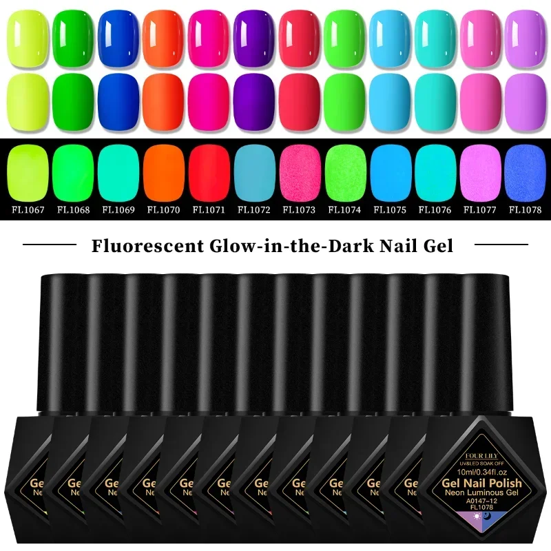 10ml Fluorescent Gel Nail Polish Shiny Effect Semi Permanent Soak Off UV LED Gel Varnish Manicure DIY Nail Supplies
