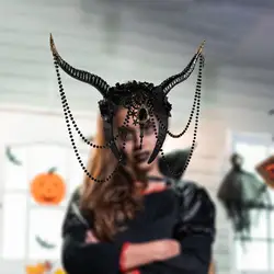 Women Devil Headband Hairband Headdress Stage Show Cosplay Antelope Headpiece for Halloween Photo Props Long Short Hair Costume
