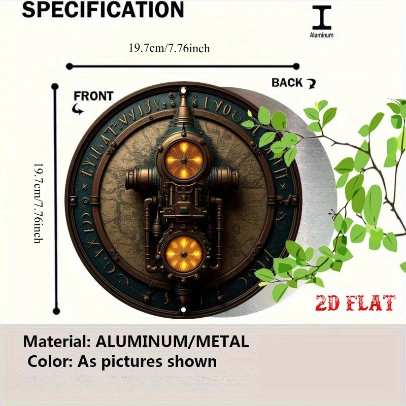 2D Flat, 1pc Steampunk Clockwork Mechanism Metal Wall Decor for Man Cave, Cafe Decoration - Durable Aluminum Sign