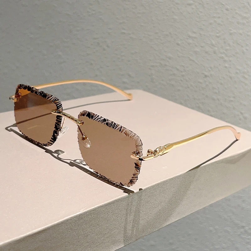 KAMMPT Randloze Vierkante Zonnebril Mannen Mode Vintage Gradiënt Casual Shades Vrouwen Trendy Luxe Merk Ontwerp Decor Zonnebril