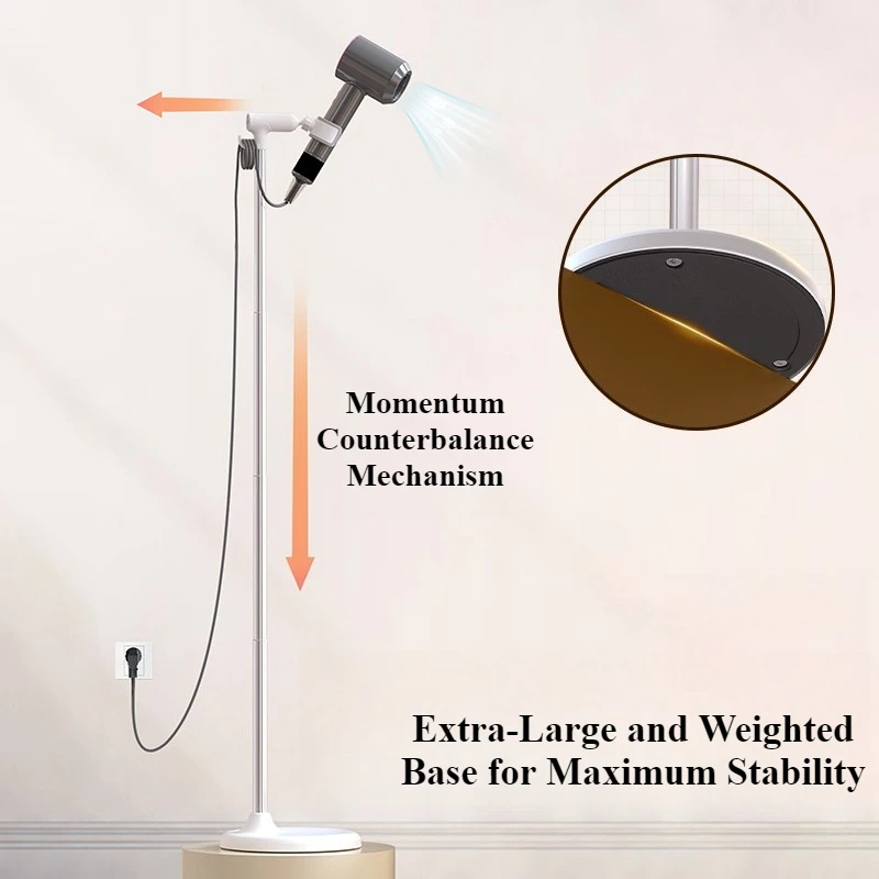 حامل مجفف الشعر من Oatsbasf، حامل منظم لمجفف الشعر بدون استخدام اليدين قابل للتعديل، 360 درجة ° حامل مجفف شعر قابل للدوران مع خطاف #6