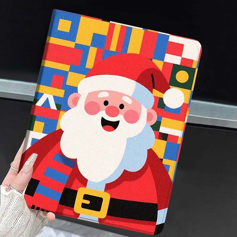 Etui na tablet Santa Claus Snowman Geometric dla iPad Air Mini 9.7 2 4 5 11 6. generacji 7. generacji 13 3 1 2 4 5 6 7 7.9 10.9 10.5 cali