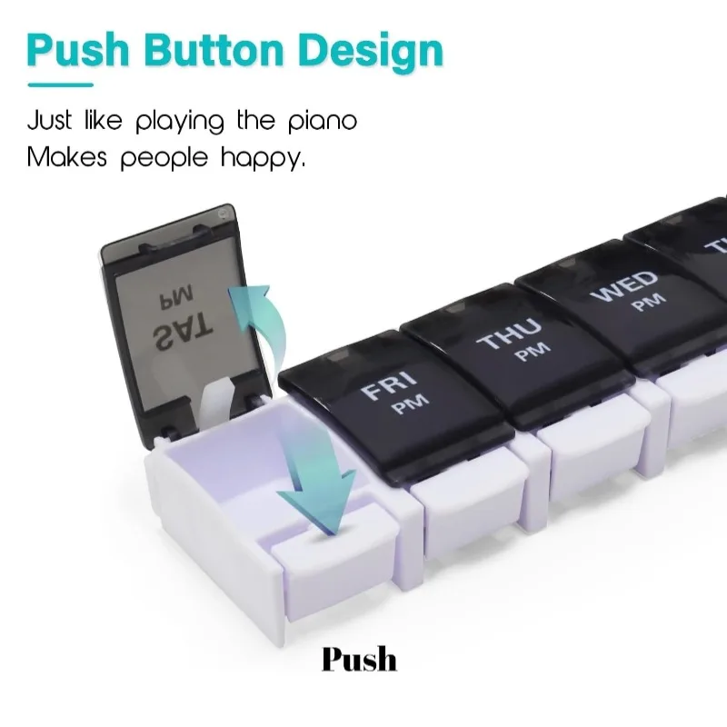 منظم حبوب الدواء لمدة يومين صندوق حبوب كبير مع تصميم زر ضغط حامل دواء قابل للفصل لمكملات زيت السمك والفيتامينات #5