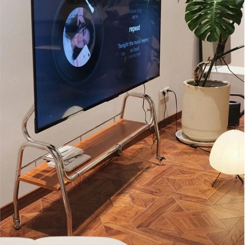MOMO Metal Stainless Steel Mobile TV Hanger Bracket Floor Cart Monitor Simple Style Live Broadcast Room Screen Stand