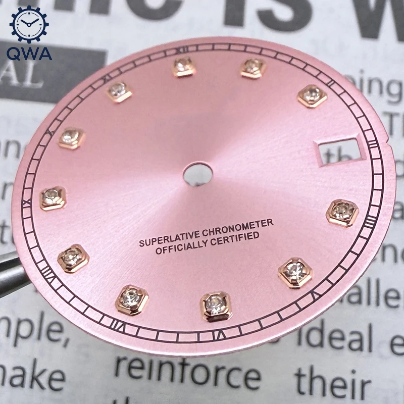 QWA 28,5mm NH35 diamante Sunray reloj S Dial Fit NH35/NH36/4R/7S accesorios de reloj automático