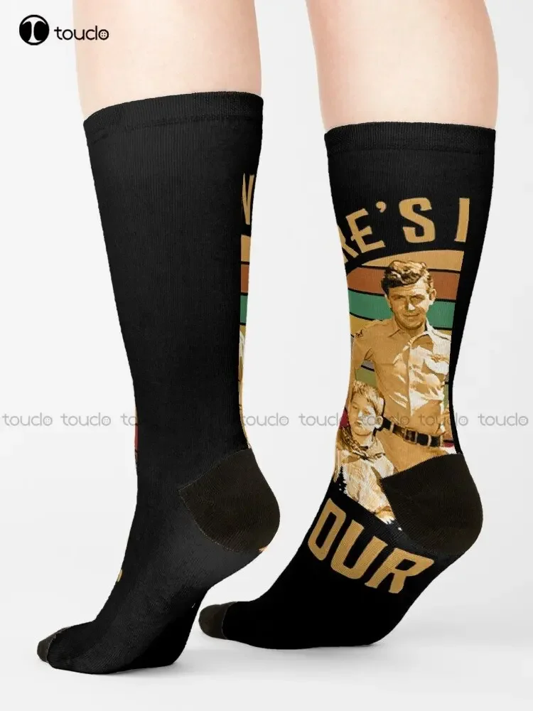 Vintage Retro There'S No Crime Barney Andy Griffith Socks Baseball Socks Men 360° Digital Printing Custom Gift Streetwear Funny