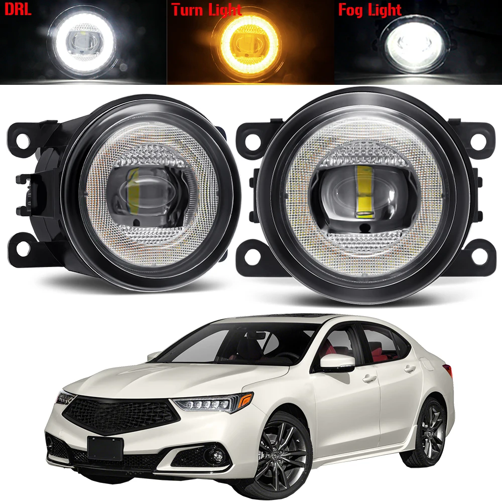 

3in1 Function Car LED Fog Light 30W Angel Eye Fog Turn Signal Daytime Running Lamp DRL 8000LM 12V For Acura TLX 2018 2019 2020