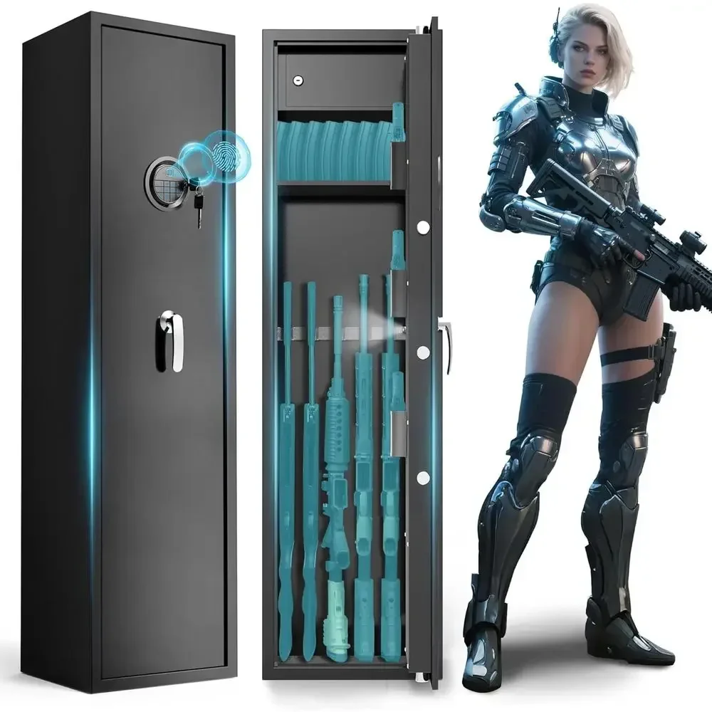 Biometric 5-8 Gun Safe with Storage Box and Removable Shelves