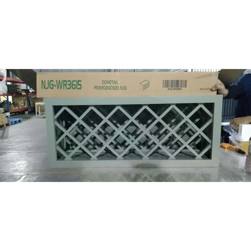 Mueble de pared para botellas de vino RTA de madera maciza con paneles de celosía - Almacenamiento de vino para bar, despensa, bodega y encimera - Mocha