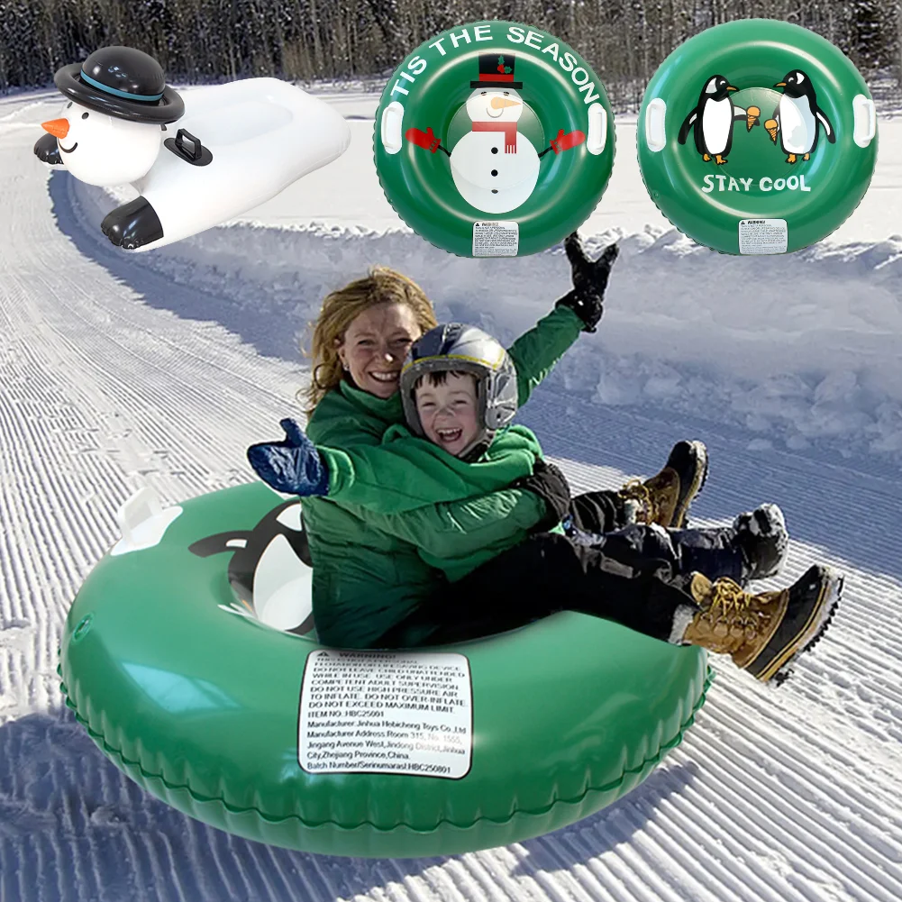 

Inflatable Snow Sled PVC Thickened Ski Ring with Handles Ski Board Large Capacity Durable Snow Ring Winter Snow Sledding Tool