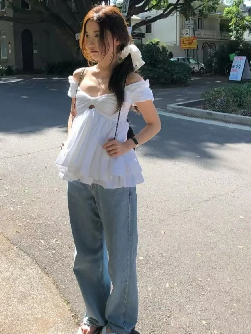 เสื้อกล้ามผู้หญิง ดีไซน์เว้าไหล่ข้างเดียว สไตล์เกาหลี แฟชั่นลำลอง สวมใส่สบาย