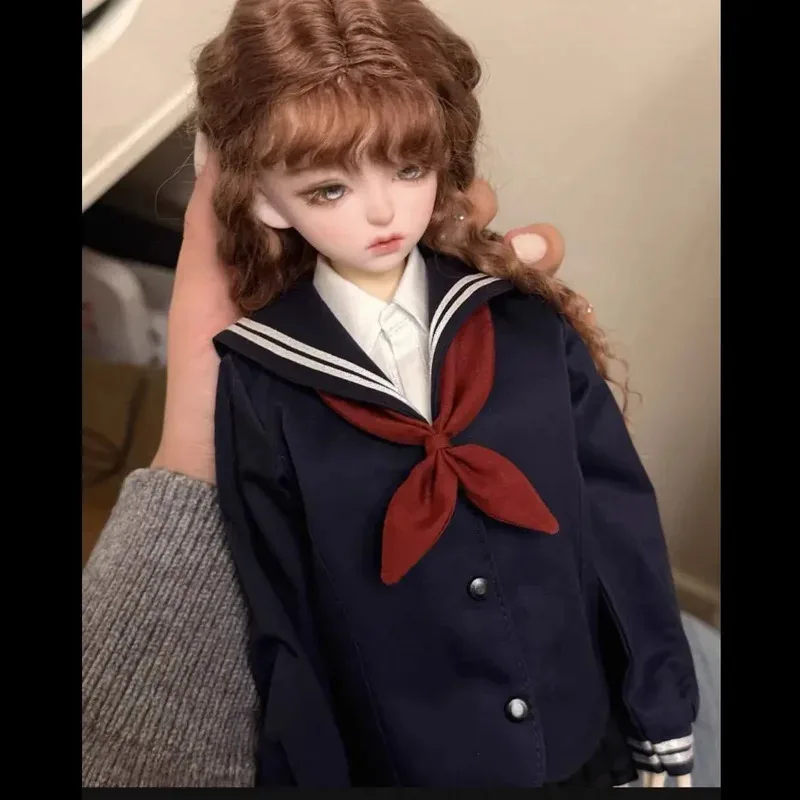 1/4 Doll's Clothes Suit Sailor Collar Set for 45cm Bjd Doll Girl Toys Dress Up Play House Gift Fashion Doll Accessories, No Doll
