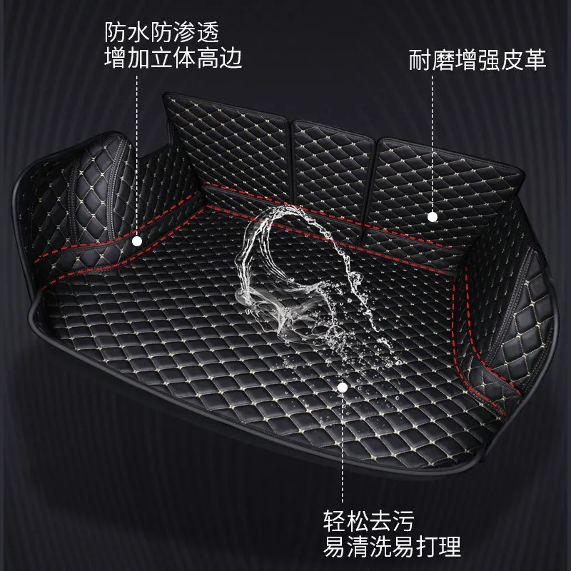 Automotive Trunk Cargo Liner Waterproof Leather Mat Durable High Edge Protection Easy Clean Storage Organizer Accessory Black