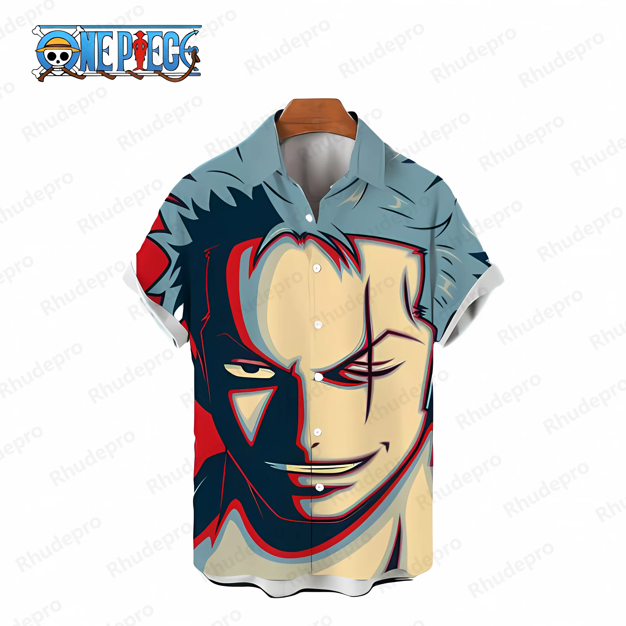 

One Piece Social Shirt 2024 Men's Shirts Elegant Zoro Monkey D Luffy Blouse New Blouses Oversized Tops Short Sleeve Summer